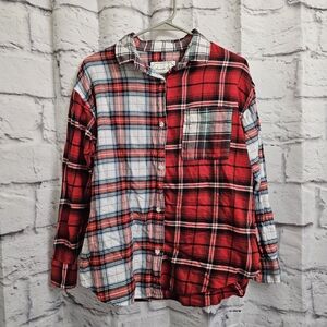 American Eagle Outfitters Red and Blue Plaid Button Down Shirt